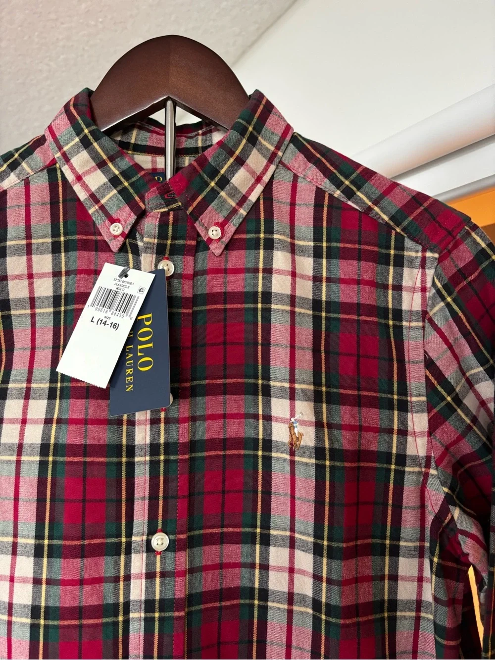 NWT Polo Ralph Lauren Boys  Button Down Shirt L 14 16 School Flannel